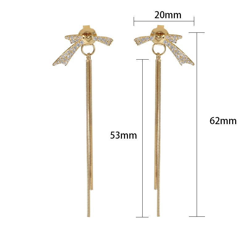 Earrings S925 Sterling Silver High-grade Zircon Tassel Earrings Electroplated Gold-plated Korean Style Women's Simple Niche All-match Jewelry_ipsvogv.com
