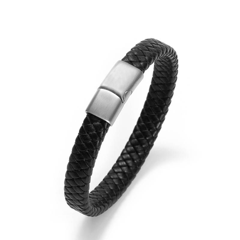 Men's Jewelry Fashion Leather Bracelet Stainless Steel Magnetic Buckle Leather Bracelet Braided Personalized Leather Bracelet_ipsvogv.com