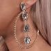 jewelry shiny diamond circle earrings long geometric combination water drop earrings_ipsvogv.com