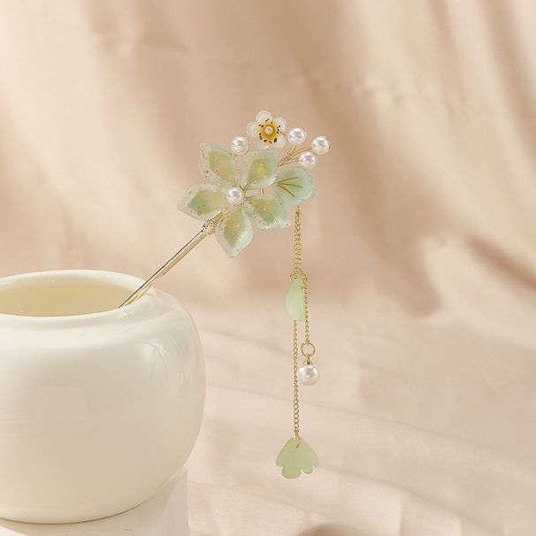 Women's headdress pearl flower hairpin ancient style simple modern daily hairpin Hanfu step shaking tassel ancient costume women_ipsvogv.com