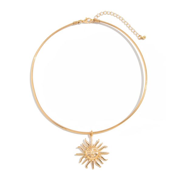 Face Sun Pendant Collar Necklace Women's 2025 Spring Tide Niche Design High-end Stage Matching Jewelry_ipsvogv.com