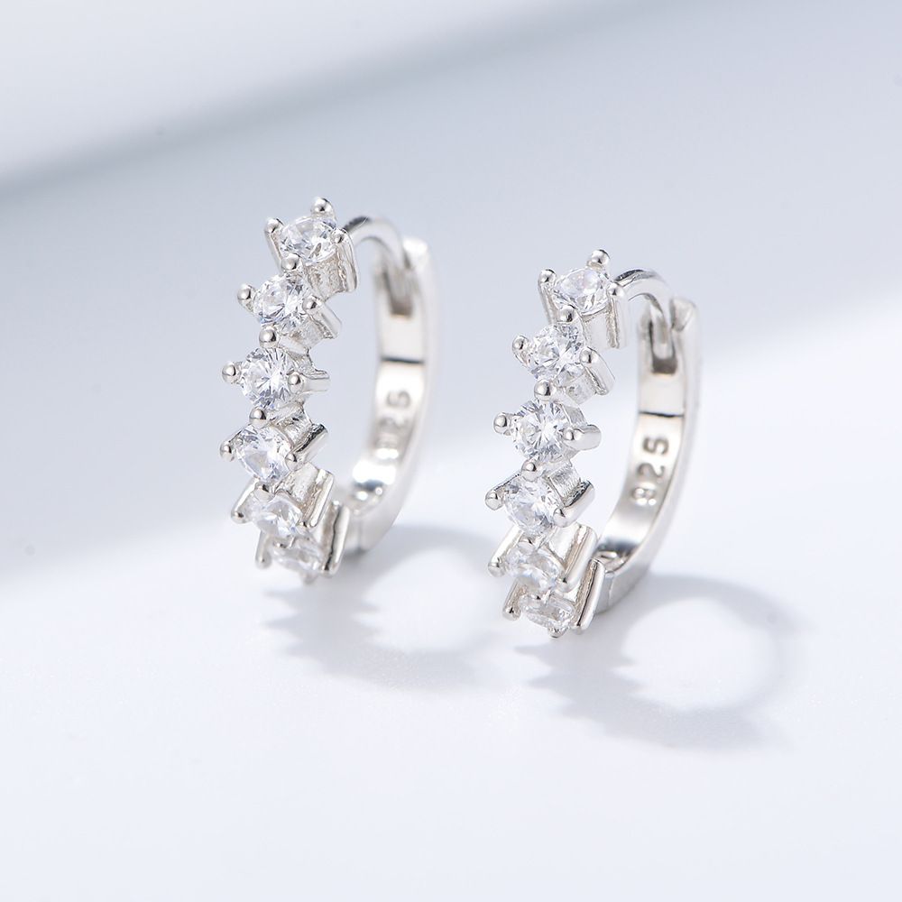 Women's Jewelry Circle C Shaped Diamond Zircon Personality Fashion S925 Sterling Silver Ear Buckle Earring Ear Jewelry_ipsvogv.com