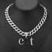 Full Diamond Creative Letter Cat Animal Pendant Cuban Necklace Men's Cool Trendy Hip Hop Accessories_ipsvogv.com