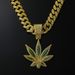 Trendy hip-hop rock diamond studded maple leaf necklace, fashionable light luxury style, unisex alloy Cuban chain_ipsvogv.com