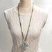 Fashion Ethnic Turquoise Cross 6mm Natural Stone Glass Knot Necklace Personalized Trendy Sweater Chain_ipsvogv.com