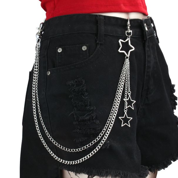 Personalized, Fashionable, And Versatile With Hollowed Out Pentagonal Star Pants, Hip-hop Trend, Multi-layer Metal_ipsvogv.com