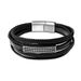 Stainless steel fashionable hip-hop multi-layer woven leather bracelet, men's gift new style_ipsvogv.com