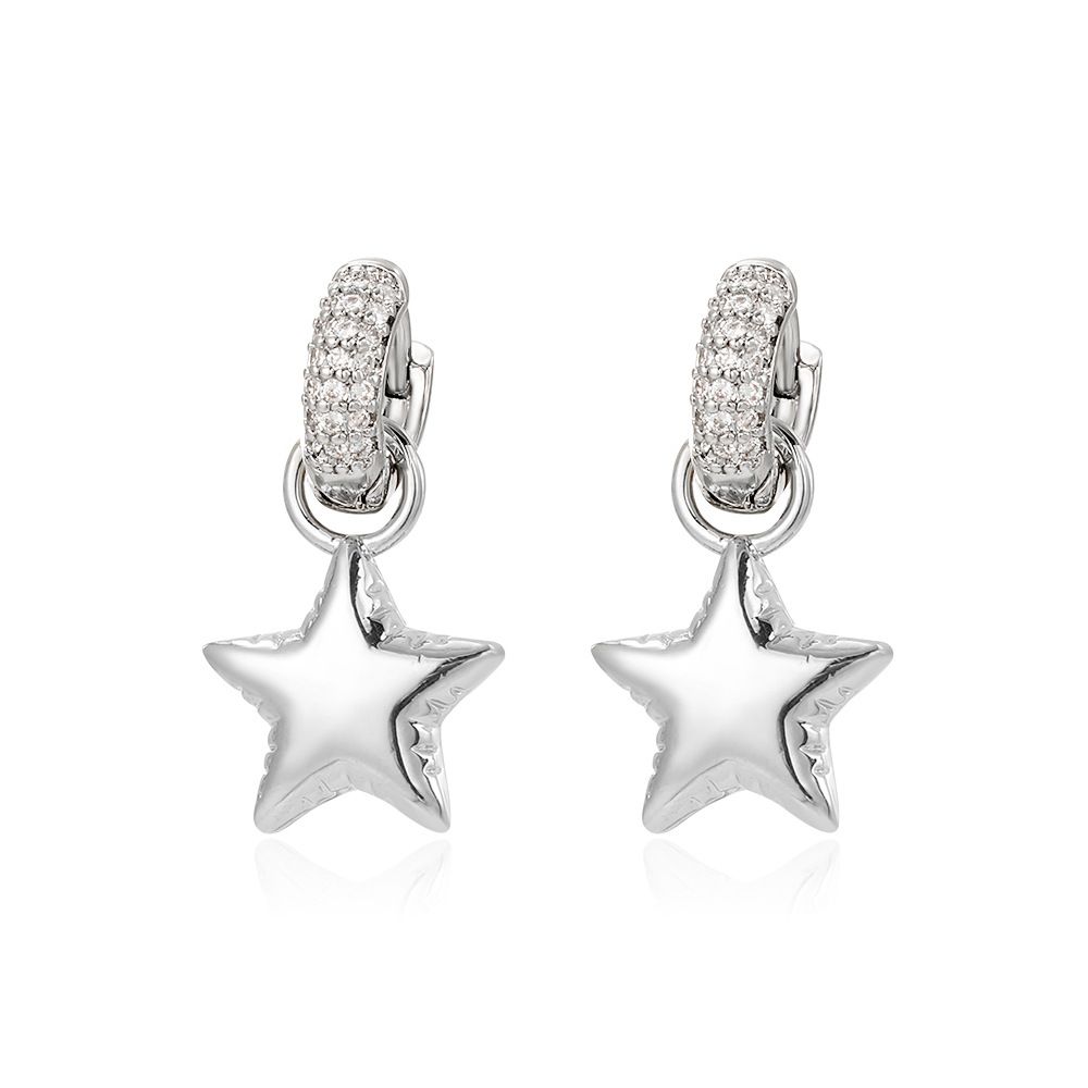 Women’s Jewelry Set Fashion Copper Plated Real Gold Inlaid Zircon Star Heart Earrings Female INS Fashion Light Luxury Personality French Earrings_ipsvogv.com