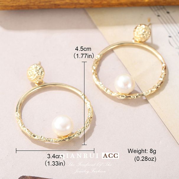 Niche Natural Pearl Earrings Temperament Geometric Hollow Earrings Texture High End Earrings Network_ipsvogv.com