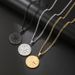 Stainless Steel Compass Pendant Necklace Punk Style Non Fading Coin Compass Men's Hip Hop Necklace_ipsvogv.com