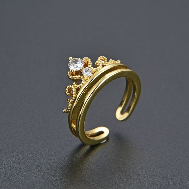 Unisex Version Of Double Layer Crown Inlaid Diamond Zircon CZ Ring Female Open Adjustable Hand Jewelry Ring Net Celebrity Style_ipsvogv.com