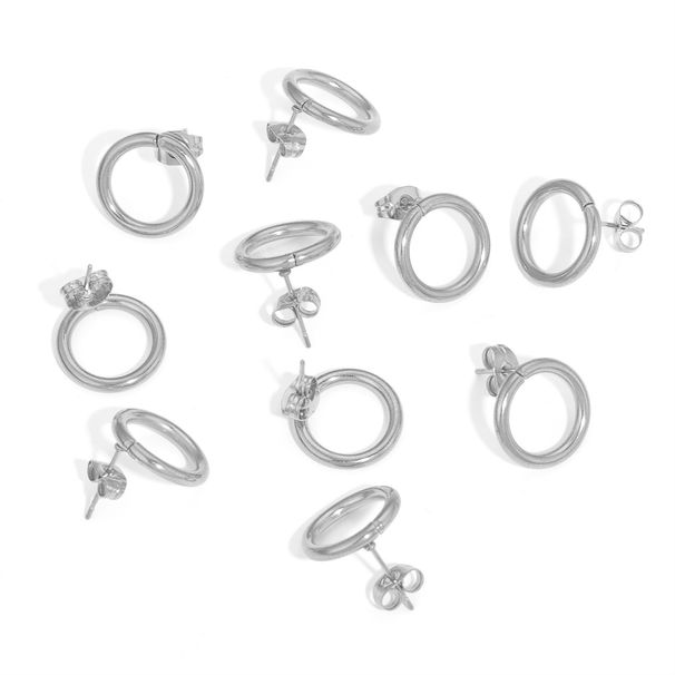 Fashionable And Personalized 14mm Earrings, Stainless Steel Vacuum Plated DIY Circular Handmade Earrings_ipsvogv.com