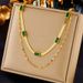 Four seasons fashion vintage high quality double layer wear blade collarbone chain square diamond accessory necklace_ipsvogv.com