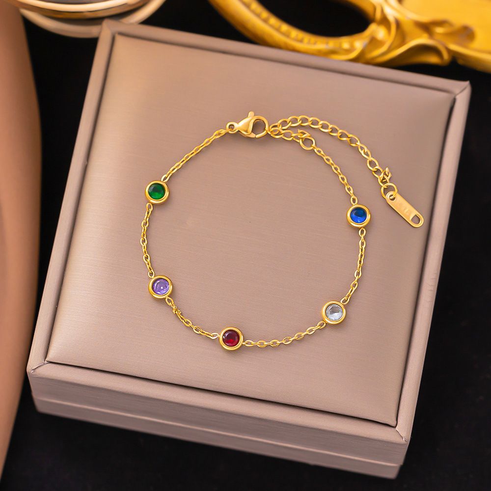 2023 New Niche Design Light Luxury Colorful Titanium Steel For Women's Exquisite Fine Chain Bracelet_ipsvogv.com
