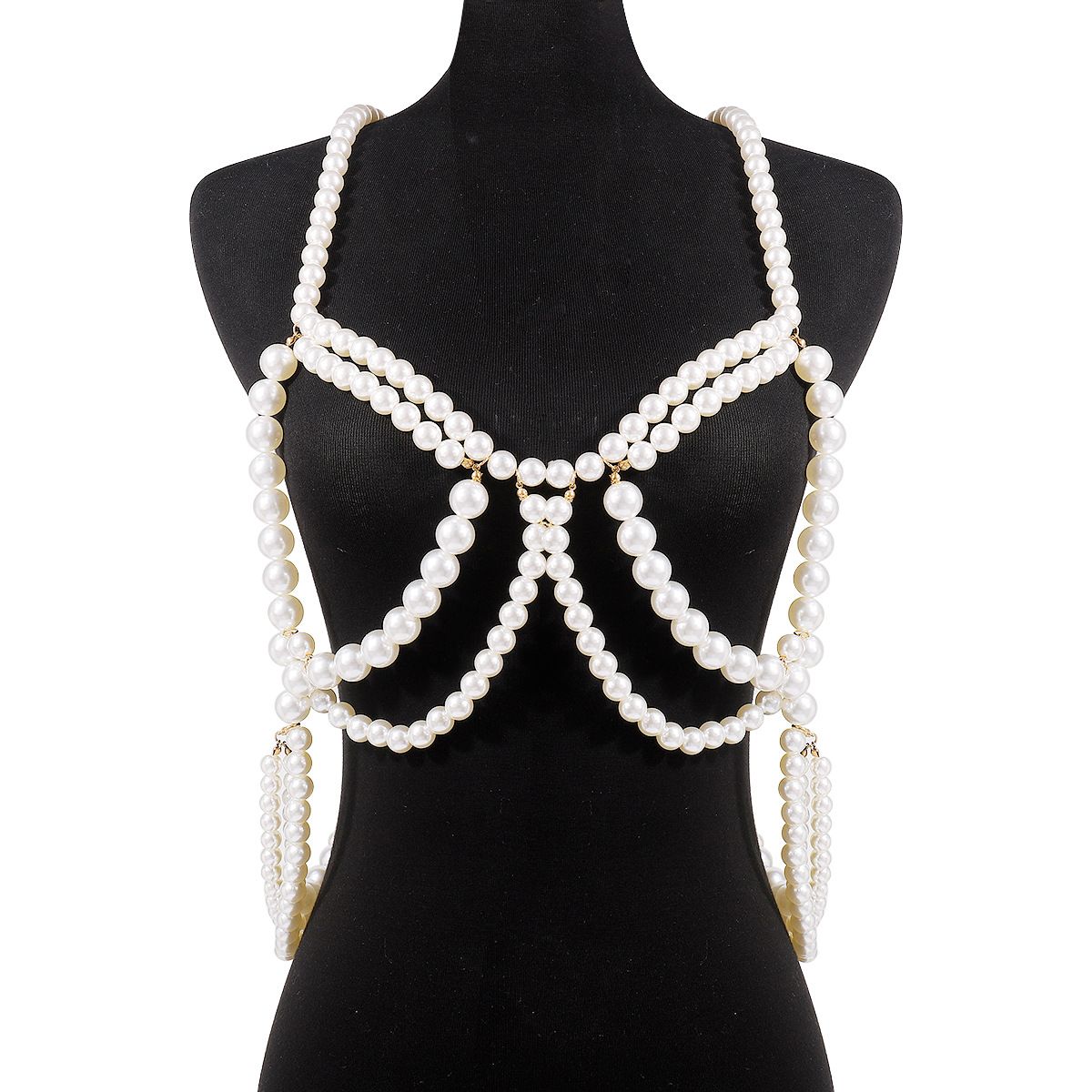 C0597 Wind Pearl Hollow Bikini Chest Spicy Girl Sexy Nightclub Style Multi layered Beaded Body Chain Female_ipsvogv.com