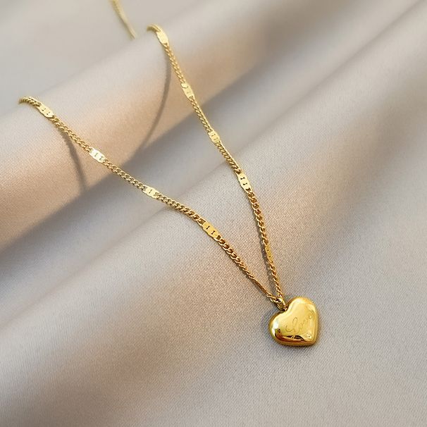 New Love Internet Celebrity Same Style Simple Temperament Light Peach Heart Clavicle Necklace Jewelry_ipsvogv.com