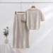 Women's Clothing high grade knitted suit spring and autumn new sweet and gentle short sleeved dress, two pieces_ipsvogv.com