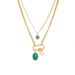 Fashion niche vintage double stainless steel gold plated chain blue turquoise block snake pendant life tree necklace_ipsvogv.com