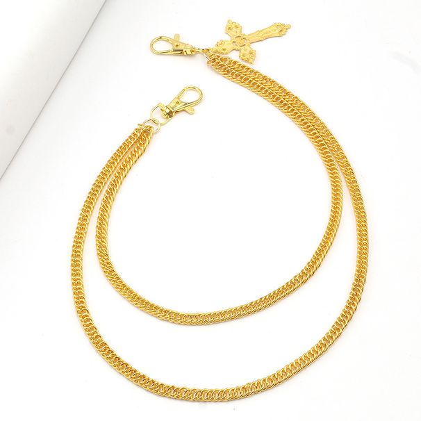 Jewelry Fashion Personality Cross Chain Hip Hop Punk Trend Gold Color Preserving Pant Accessories_ipsvogv.com