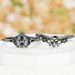 Inlaid Water Drop Zircon Gun Black Electroplating Women's Clover Flower Pair Ring_ipsvogv.com