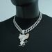 Men’s Jewelry Set Fashion New Alloy Cartoon Animal Jerry Full Diamond Three Dimensional Pendant Necklace Fashionable And Versatile Men's Accessories_ipsvogv.com