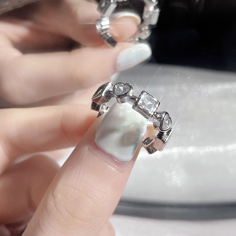 Fashionable And Versatile Diamond Inlaid Zircon Heart-shaped Star Opening Ins, Cool Style, Niche Personality, High-end_ipsvogv.com