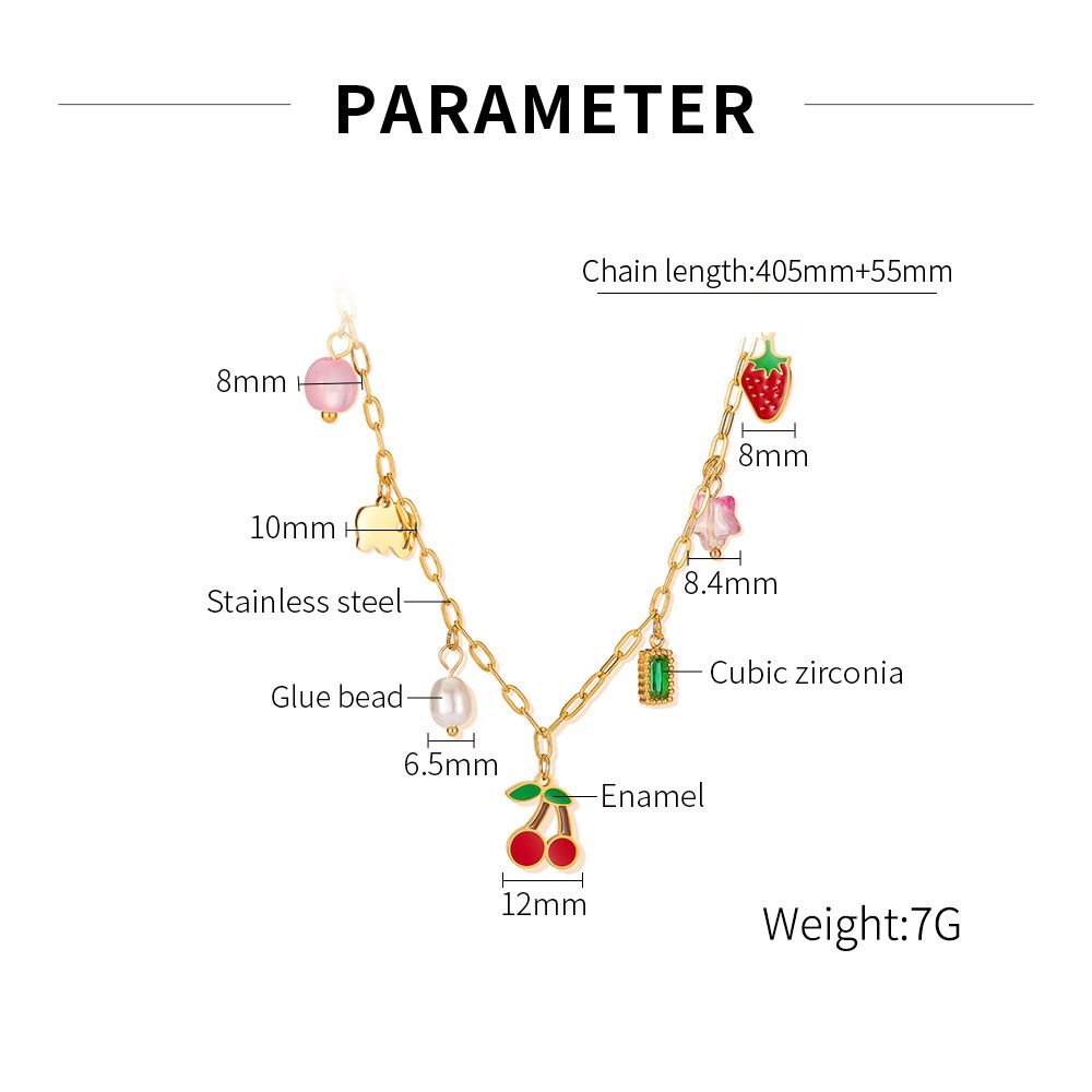 Women's Jewelry Necklace Female Stainless Steel Personality Multi Element Cherry High Grade Titanium Steel Clavicle Chain_ipsvogv.com