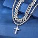 Diamond cross pendant alloy Cuban chain single row chain set accessories all match hip hop necklace_ipsvogv.com