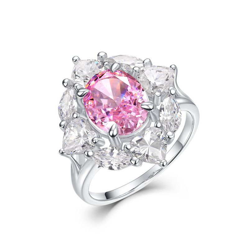 Willson Jewelry New Personalized Silver S925 Pink Ring Fashion Light Luxury Ice Flower Cut High Carbon Diamond Ring_ipsvogv.com