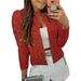 Women's round neck long-sleeved solid color cardigan casual versatile sequined jacket_ipsvogv.com