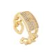 High End, Personalized Fashionable Geometric Zircon With Full Diamond Cuban Chain And Open Ring Design_ipsvogv.com