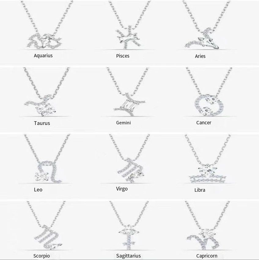 Twelve Constellation Necklace Female Element Crystal Birth Year Guardian Clavicle Necklace_ipsvogv.com