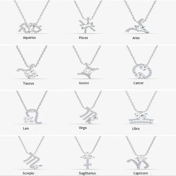 Twelve Constellation Necklace Female Element Crystal Birth Year Guardian Clavicle Necklace_ipsvogv.com