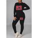 Women's Clothing Large size fat woman autumn and winter women's clothing printed personality casual two piece suit_ipsvogv.com