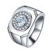 Domineering, Dazzling, Smooth Circular Ring, Thick And Wide Edition Clock With Diamond Inlay, Business Owner Men's Ring_ipsvogv.com