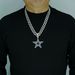 Unisex Hot Selling Dallas Cowboys Football Team Badge Blue Oil Drip Five Pointed Star Alloy Pendant Necklace_ipsvogv.com