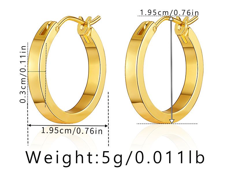 Plain hoop personality earrings INS style copper plated K real gold minimalist style metal texture large circle exaggerated earrings_ipsvogv.com