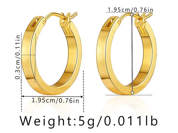 Plain hoop personality earrings INS style copper plated K real gold minimalist style metal texture large circle exaggerated earrings_ipsvogv.com