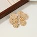 Exaggerated Personality Irregular Wrinkle Metal Texture Flower Earrings For Women_ipsvogv.com