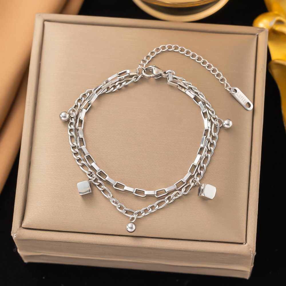Fashionable, Minimalist, And High-end Double-layer Octagonal Wealth Transfer Bead Titanium Steel Bracelet_ipsvogv.com