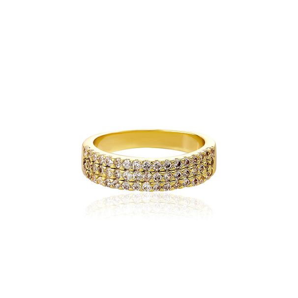 Summer INS Style Simple 3 Row Diamond Ring Ladies Trendy High End Hand Jewelry Couple Index Finger Ring_ipsvogv.com