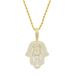 Hip Hop Hamsa Palm Zircon Necklace Men's Full Diamond Trendy Jewelry_ipsvogv.com