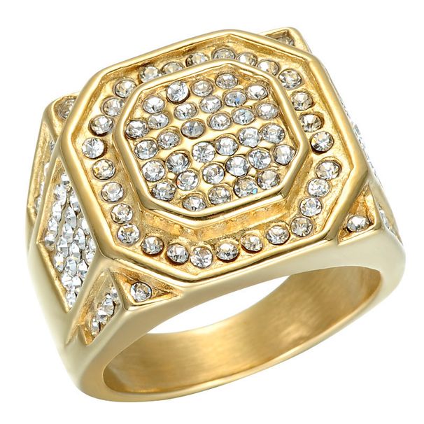 Hecheng Luxury Men's Full Diamond Hip Hop Alloy Hexagonal Ring_ipsvogv.com