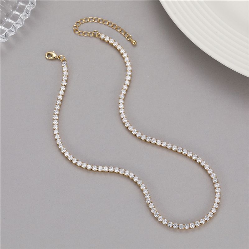 Fashion OL Style Full Diamond Necklace Large Zircon Street Trend Hip-Hop Tennis Regular Chain Accessories For Men And_ipsvogv.com