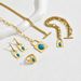 Minimalist Hip Hop Women's Bralet Earring Set with Personalized Inlaid Turquoise Lock Shape, Small Design, Long_ipsvogv.com