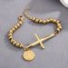 Stainless Steel Round Bead For Men And Women Cross Pendant Bracelet_ipsvogv.com