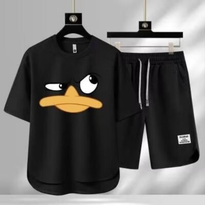 Men's Clothing 2024 Waffle Casual Summer Suit Men's Loose Teen Short sleeved T shirt Shorts Handsome Two piece Suit_ipsvogv.com