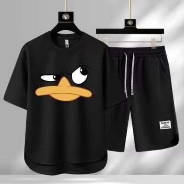 Men's Clothing 2024 Waffle Casual Summer Suit Men's Loose Teen Short sleeved T shirt Shorts Handsome Two piece Suit_ipsvogv.com