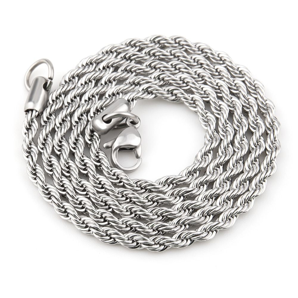 Fried Dough Twists Stainless Steel Necklace Vacuum Color Preserving Gold Personalized Fashion Men's Chain Accessories_ipsvogv.com