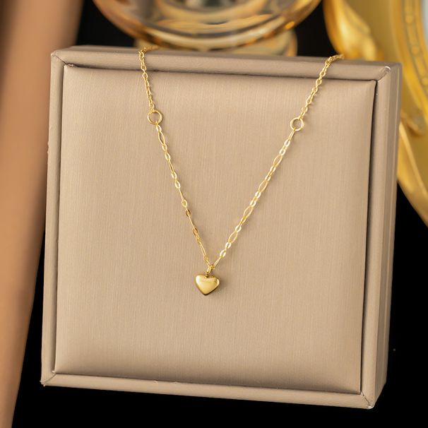 Stainless Diamond Shaped Heart-shaped Necklace With Spliced Metal Small Peach Heart Necklace, Women's Short Fashion,_ipsvogv.com